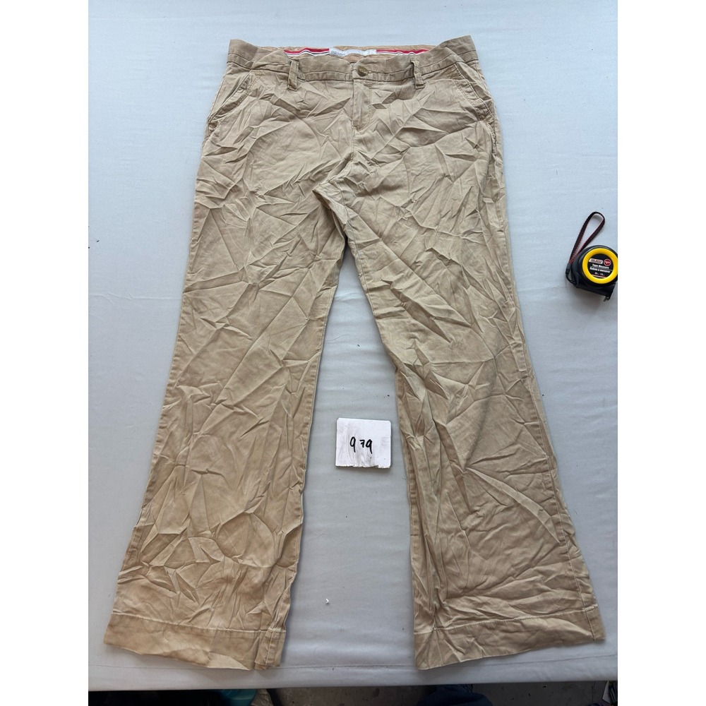 Old Navy Womens Khaki Pants Mid-Rise Regular Fit Tan Trousers Size 14